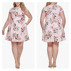 Jessica Howard  Floral Print Pleated Mini Dress with Pockets -  NWT - 22W